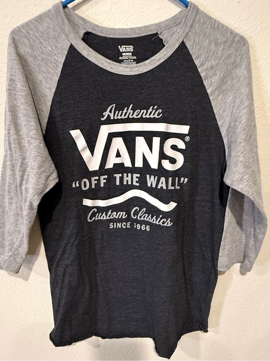 Vans Tops - Vans Gray Raglan 'Off The Wall' Tee